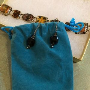 Jewelry - Crystal Bead Earrings & Goldtone Flower Bracelet Jewelry - Crystal Bead Earrings & Goldtone Flower Bracelet